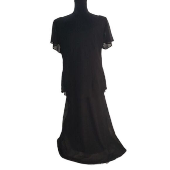 S. L. Fashions Black Semi Formal Evening Beaded Chiffon Dress Size 16W - Picture 3 of 5